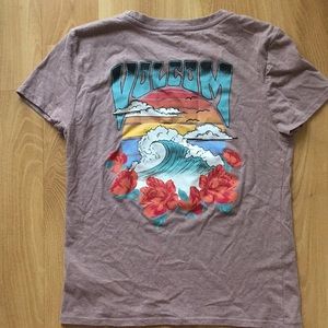 Volcom purple/pink shirt with wave design on back